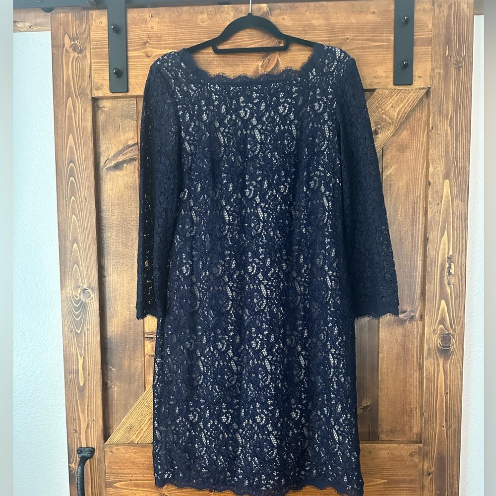 Adrianna Papell Navy Lace Dress